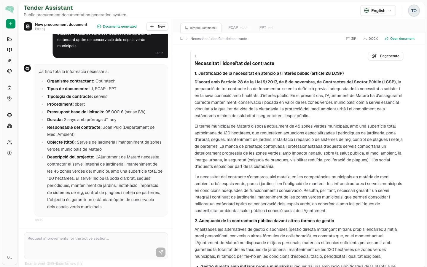 OptimGov - Asistente de generación de pliegos